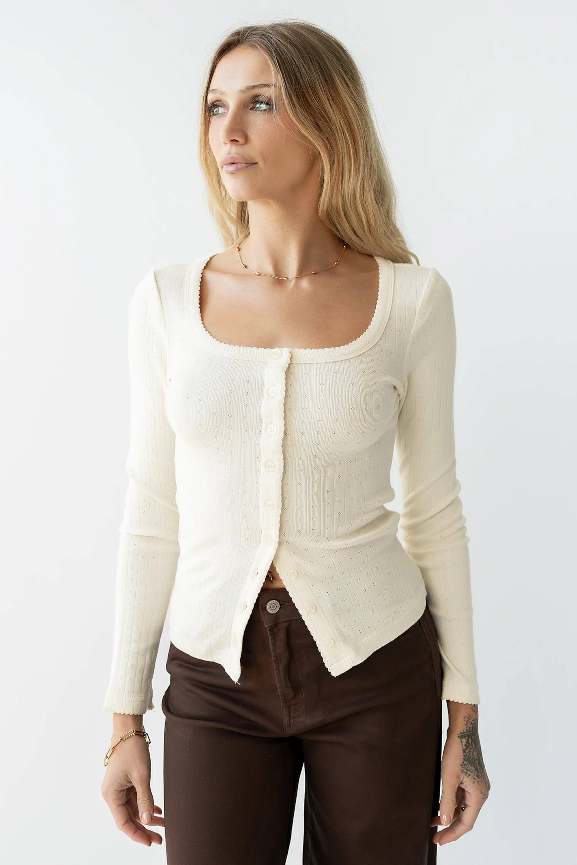 Pura Knit Top in Cream | Böhme US