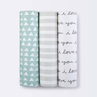 Muslin Swaddle Blanket I Love You 3pk - Cloud Island™ Black/White | Target