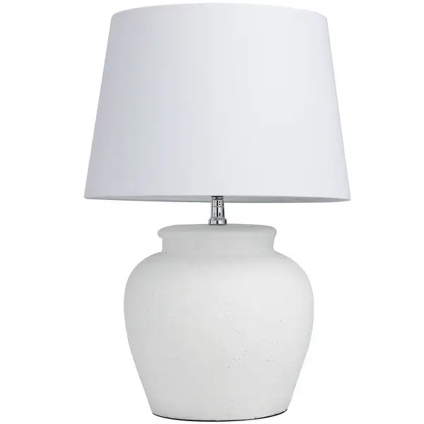 White Cement Stone Pot Inspired Room Table Lamp with Textured Exterior - Bed Bath & Beyond - 3833... | Bed Bath & Beyond
