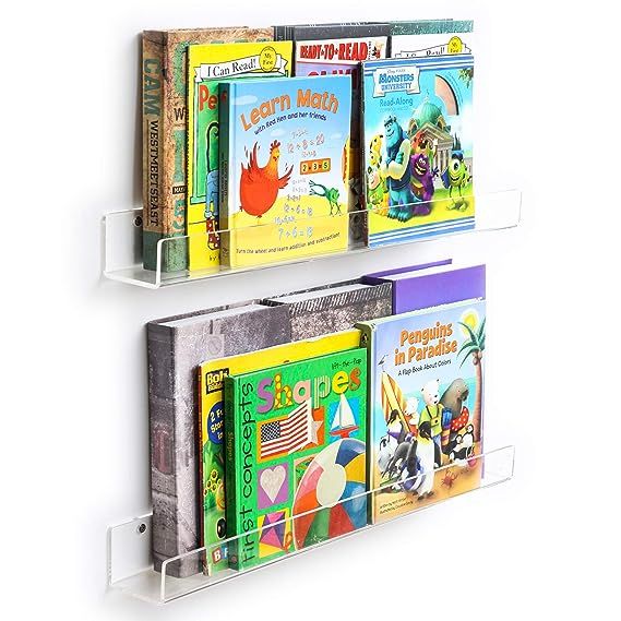 NIUBEE Acrylic Invisible Floating Bookshelf 2 Pack,Kids Clear Wall Bookshelves Display Book Shelf... | Amazon (US)