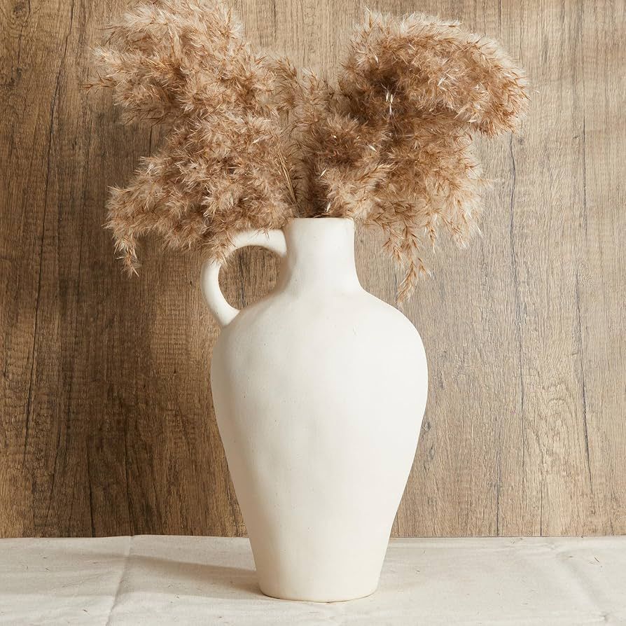 White Ceramic Vase BlossoME 12”H Large Pottery for Flowers Pampas Grass,Boho Modern Rustic Farm... | Amazon (US)