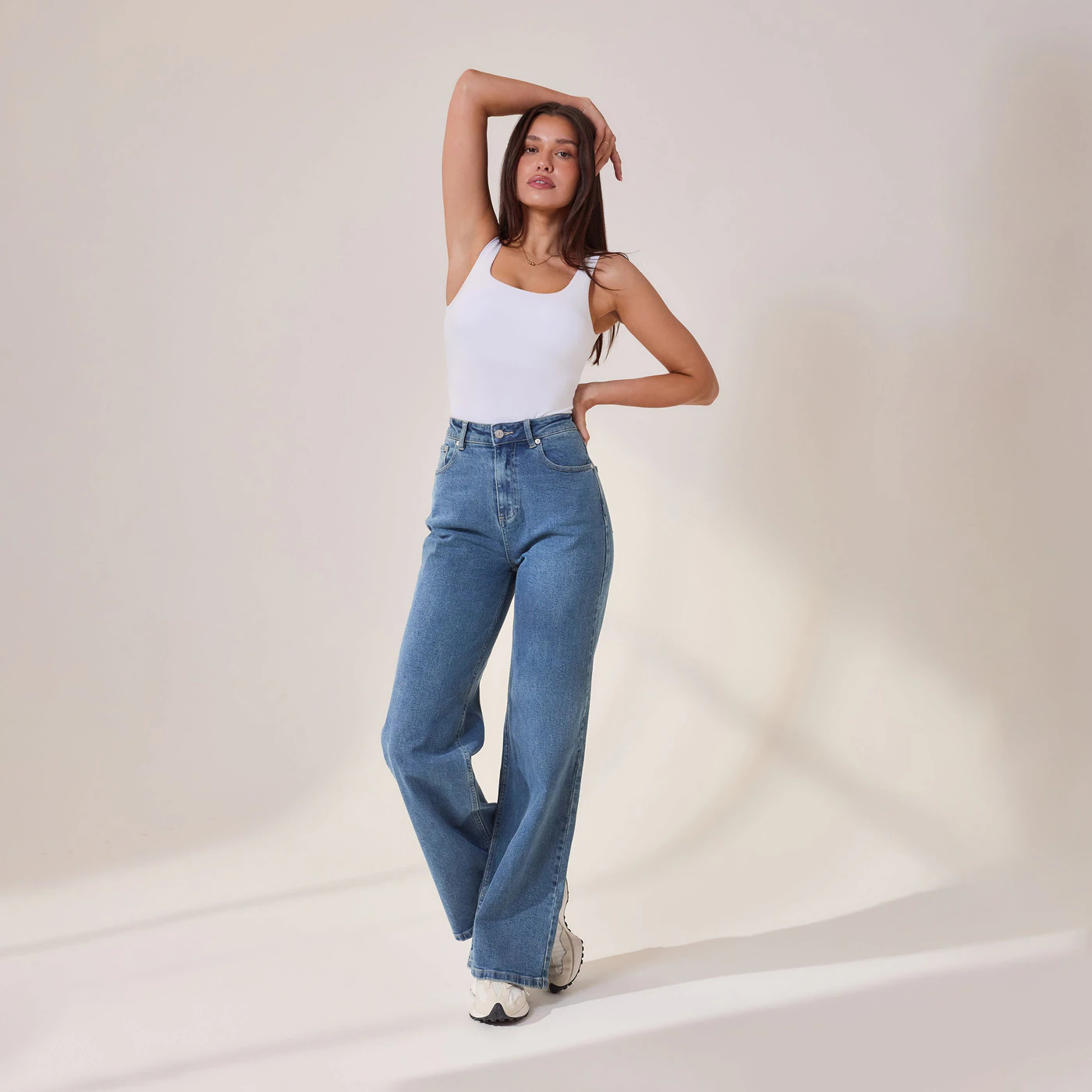 Wide Leg Jeans | Mid Blue | LOVALL