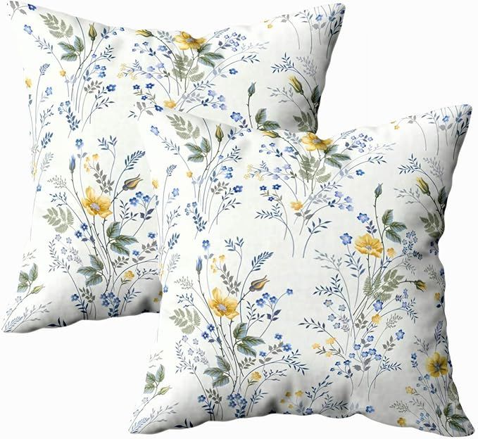 ROOLAYS Decorative Throw Square Pillow Case Cover 18X18Inch,Cotton Cushion Covers Floral Pattern ... | Amazon (US)