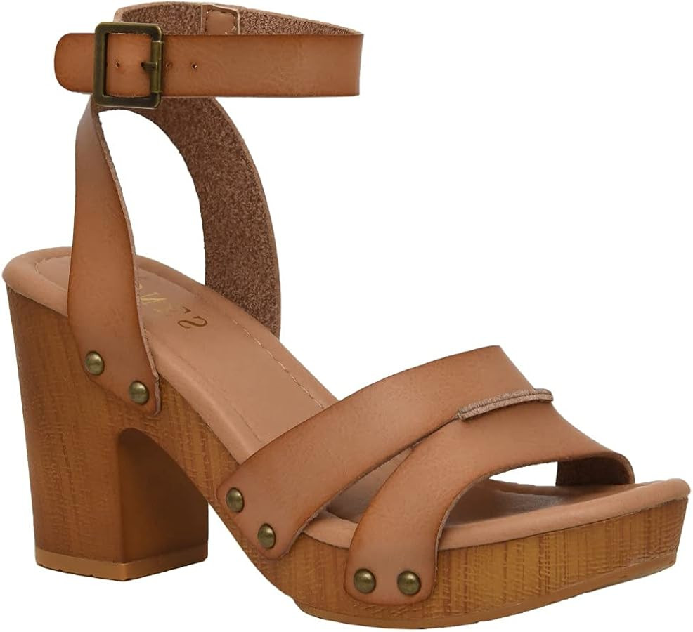 Dunes Women's Sandra Faux Wood Sandal +Memory Foam Insole & LiteSole Technology | Amazon (US)