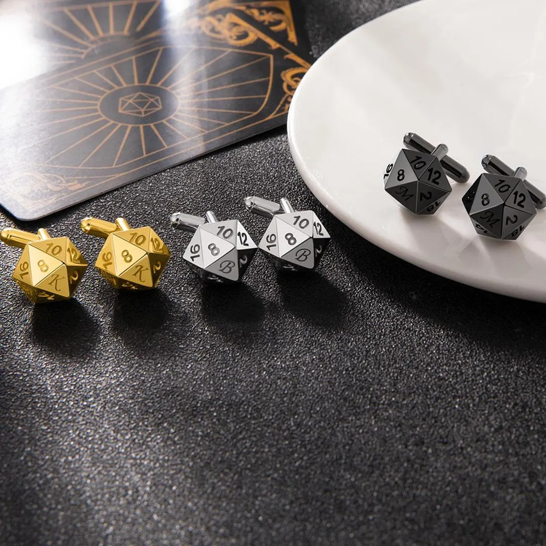 Custom D20 Cufflinks, Custom Initial Cufflinks for Men, Personalized Cufflinks Wedding for Groom,... | Etsy (US)