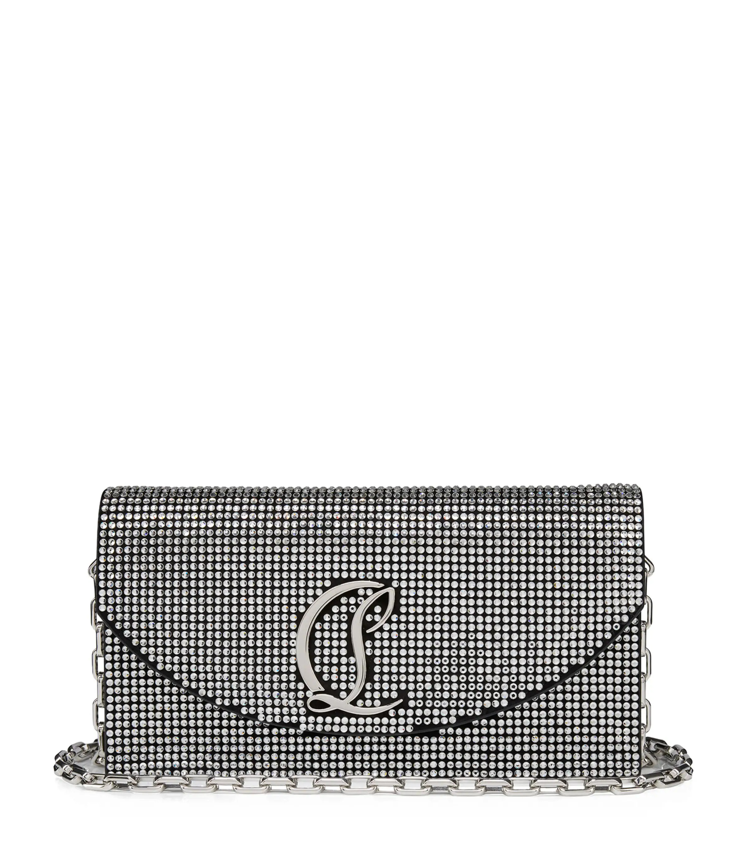 Christian Louboutin Loubi54 Leather Rhinestone Clutch Bag | Harrods (US)