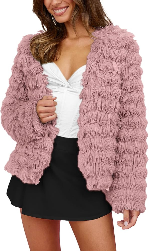 PRETTYGARDEN Womens 2024 Winter Coats Fashion Faux Fur Long Sleeve Fleece Shaggy Lightweight Fall... | Amazon (US)
