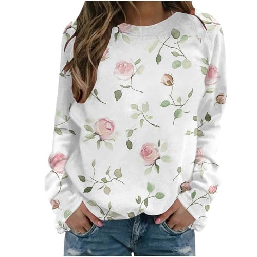 fartey Women's Crewneck Sweatshirts Floral Graphic Printed Pullover Tops Casual Loose Lightweight... | Amazon (US)