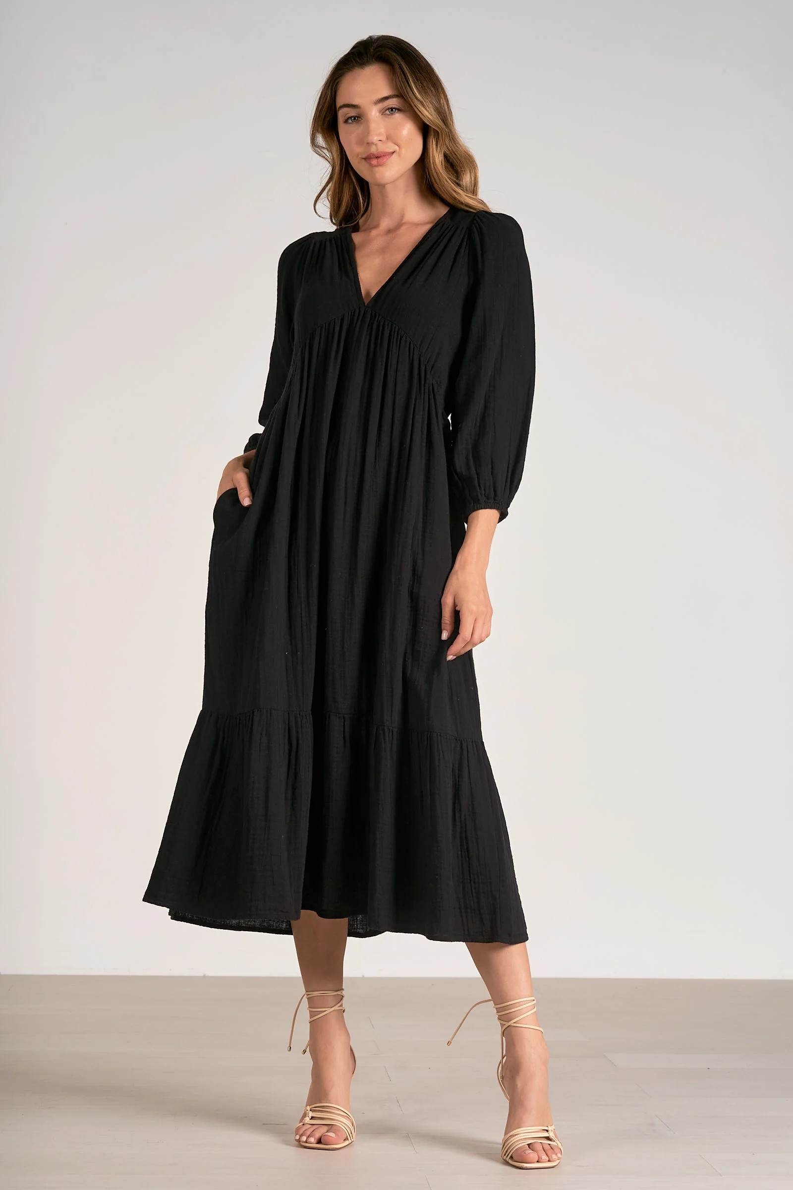 LONG SLEEVE V-NECK MAXI | M.Fredric