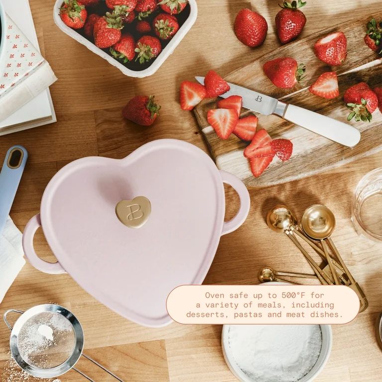 Beautiful 2QT Cast Iron Heart Dutch Oven, Pink Champagne by Drew Barrymore | Walmart (US)