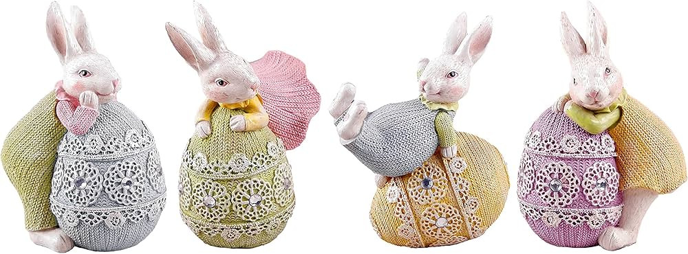 MineSign Resin Bunny Decorations Set of 4 Spring Easter Decors Figurines Tabletopper Accessories ... | Amazon (US)