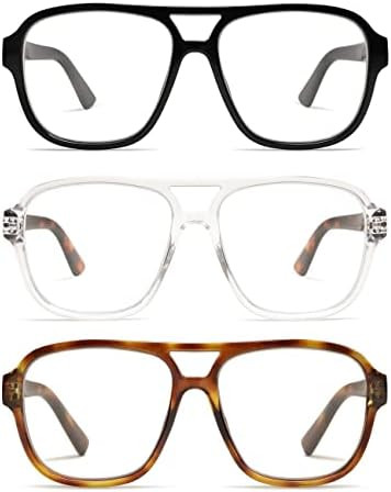 AMOMOMA 3 Pack Oversized Aviator Spring Hinge Reading Glasses for Women Men,Retro Blue Light Comp... | Amazon (US)