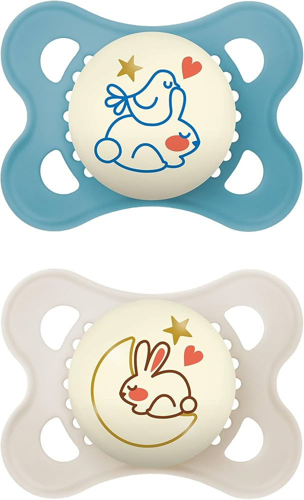 MAM Night Pacifiers 0-6 Months, Best for Breastfed Babies, Glow in the Dark, Baby Boy, 2 Count | Amazon (US)