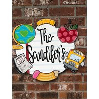 Teacher Door Hanger, Welcome, School, Hand Painted Wood Cut Out | Etsy (US)