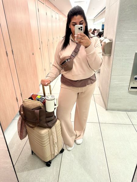 Travel outfit idea — air essentials from spanx are a must! wearing XL on top + L on bottom, use code CARLENEXSPANX for 10% off + free shipping/returns 

// travel outfit, spanx, loungewear, comfy travel outfit, beis, neutral outfit, midsize, mid size, size 12 

#LTKunder100 #LTKcurves #LTKtravel