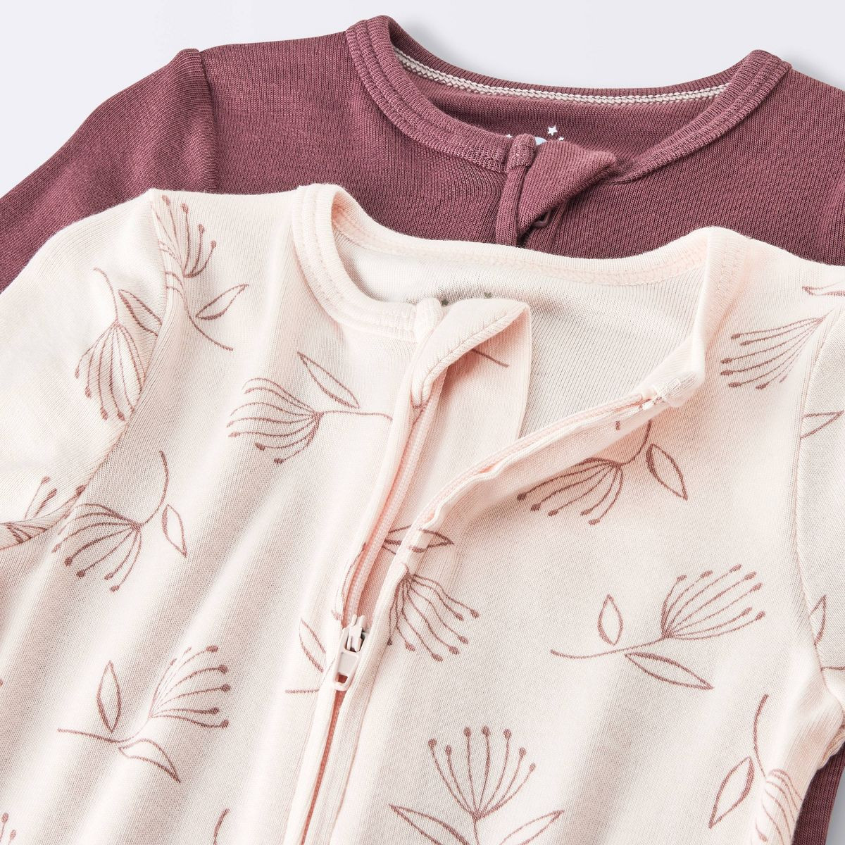 Baby Girls' 2pk Floral Soft Blend Sleep N' Play - Cloud Island™ Burgundy | Target