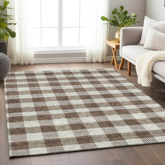 Addison Rugs Chantille Indoor/Outdoor Transitional Plaid Brown Washable Rectangle Rug, 5' x 7'6" | Walmart (US)