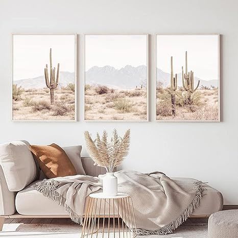Sonoran Desert Landscape Wall Art Cactus Wall Art Decor Saguaro Cactus Pictures Wall Art Cactus C... | Amazon (US)