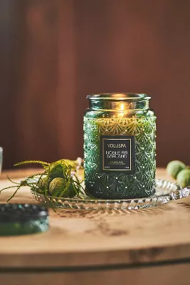 Voluspa Noble Fir Garland Glass Jar Candle | Anthropologie (US)