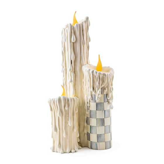 Sterling Check Melting Candle Cluster | MacKenzie-Childs