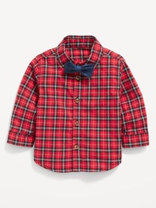 Long-Sleeve Plaid Shirt and Bow-Tie Set for Baby | Old Navy (US)