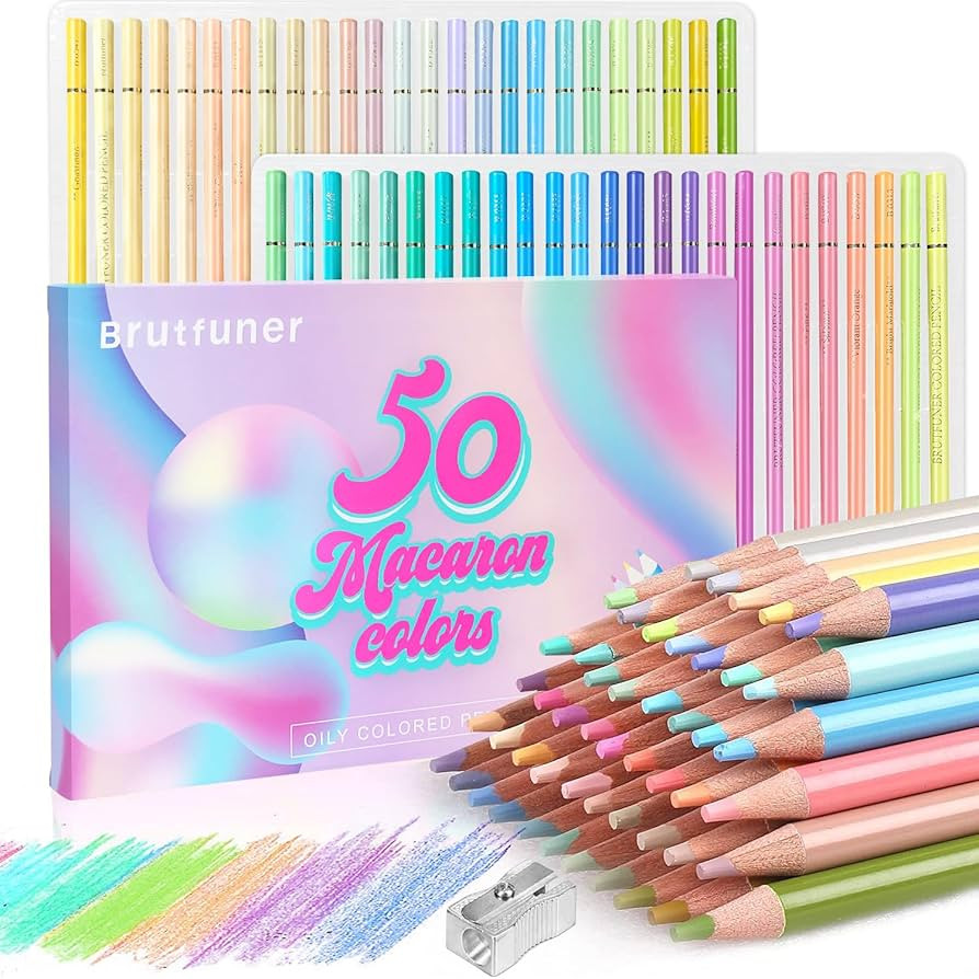 LBW 50 Macaron Pastel Colored Pencils Professional Soft Core for Adults Kids Beginners Sketching ... | Amazon (US)