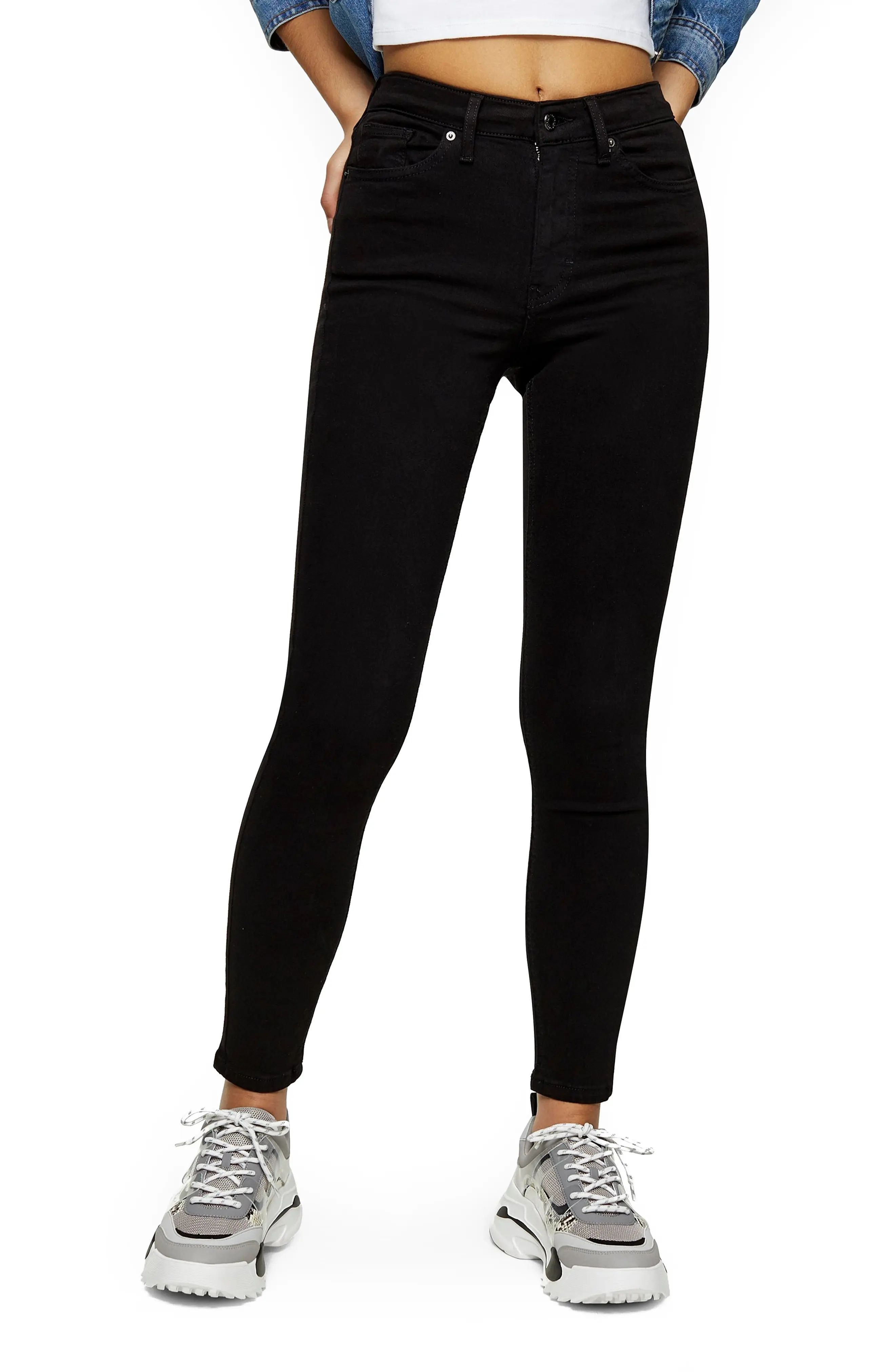 Petite Women's Topshop Jamie High Waist Black Jeans, Size 24 - Black | Nordstrom
