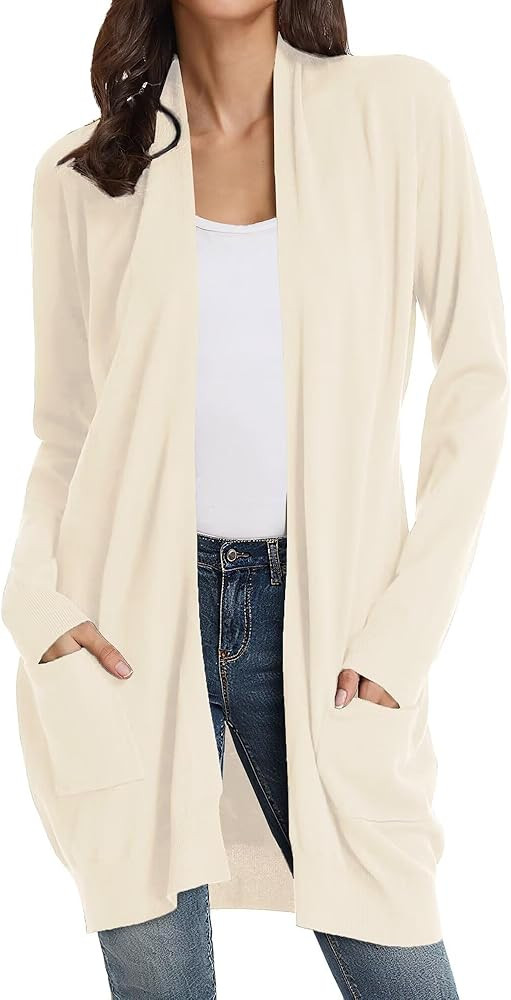 GRACE KARIN Women's Long Cardigan Sweater Open Front Classic Knitted Lightweight Sweater Coat wit... | Amazon (US)