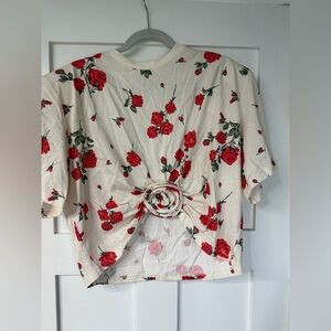 MAGDA BUTRYM H&M size XL
PATTERNED T-SHIRT WITH ROSE APPLIQUÉ | Poshmark