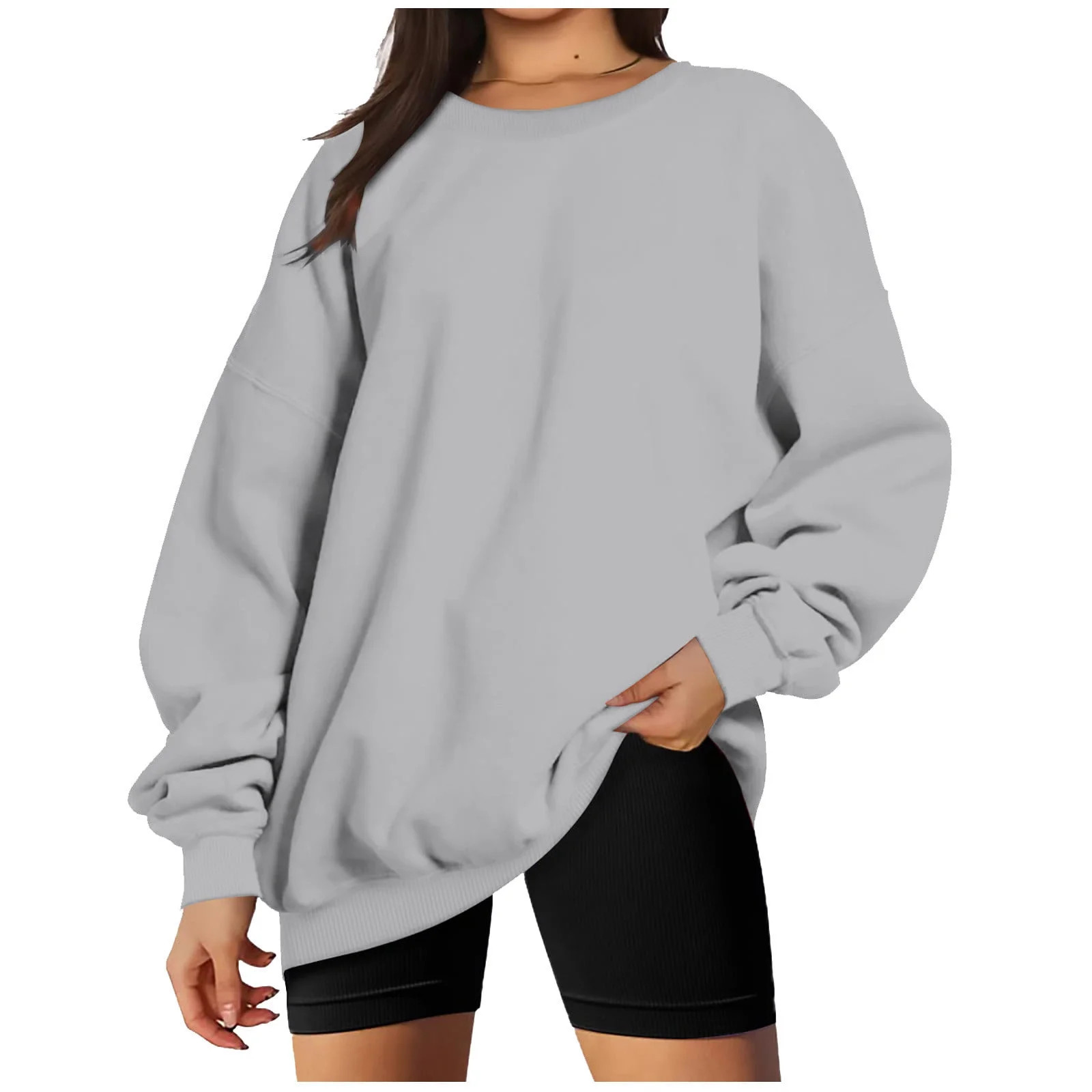 JWZUY Women's Oversized Fleece Sweatshirts Long Sleeve Crew Neck Pullover Sweatshirt Casual Tops | Walmart (US)