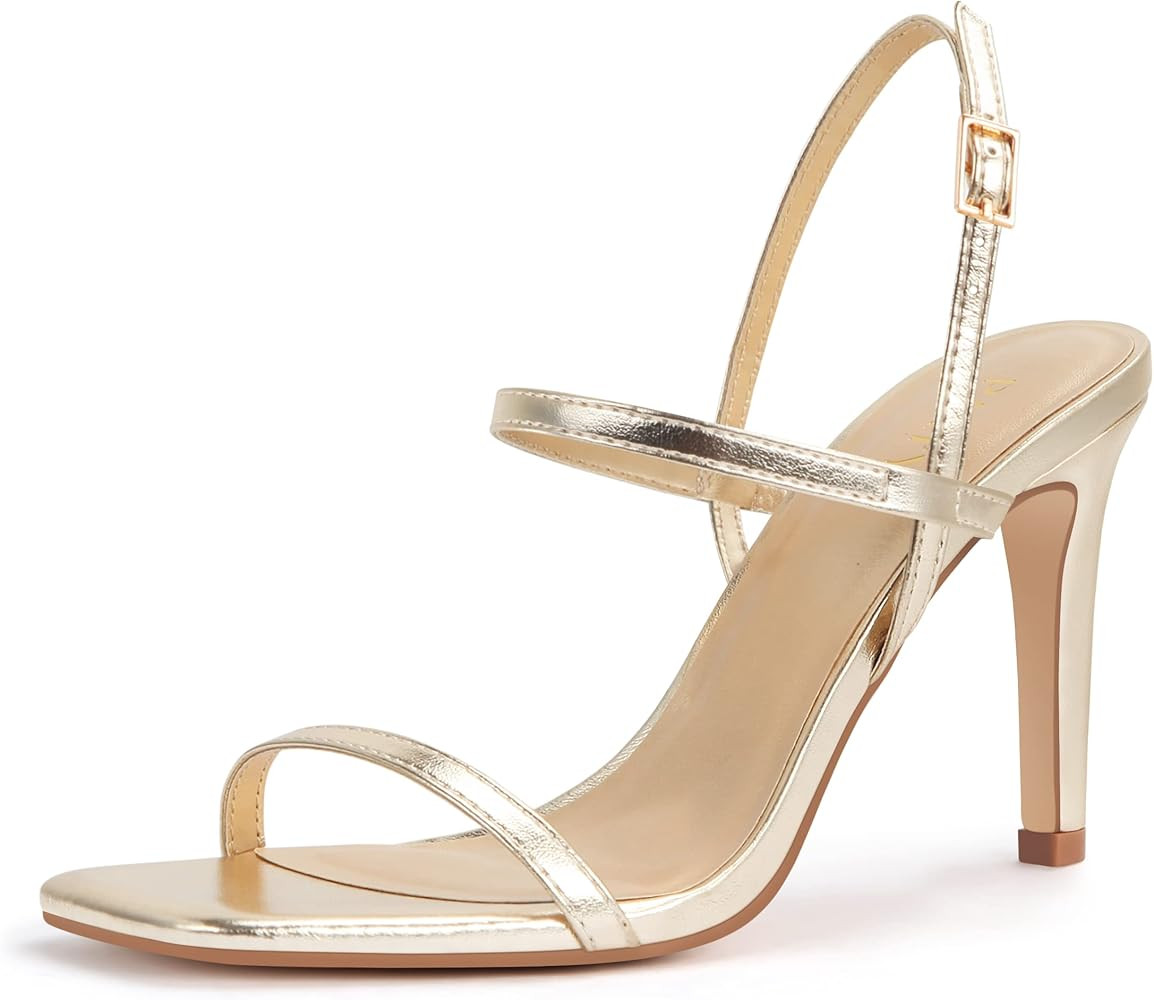 Women's Strappy High Heeled Sandals Open Toe Ankle Strap 3-inch heel Comfy Dress Shoes for Weddin... | Amazon (US)