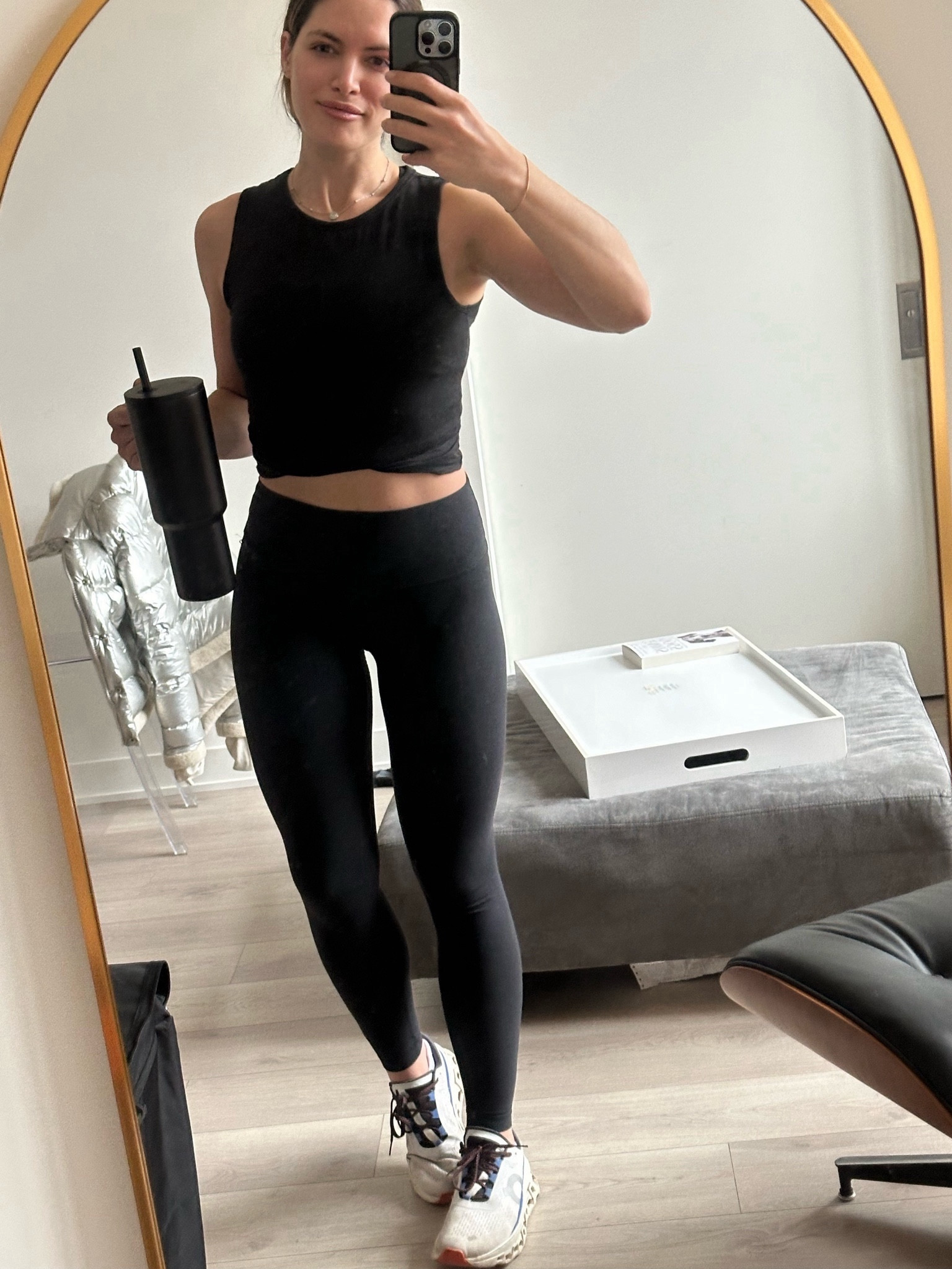 I say my favorite color is yellow but maybe it’s black 😅. Also against popular opinion: simple modern > Stanley. My Stanley cup kept leaking all over things! This cup is leak proof 💦! Size: small in alo top and 6 in lulu leggings  

#LTKbeauty #LTKfitness #LTKhome