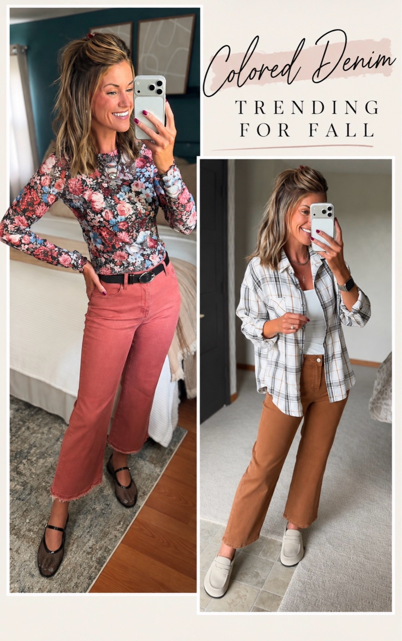 Trending for Fall: colored denim 
Tops/ small
Jeans/ 6

#LTKSeasonal #LTKOver40