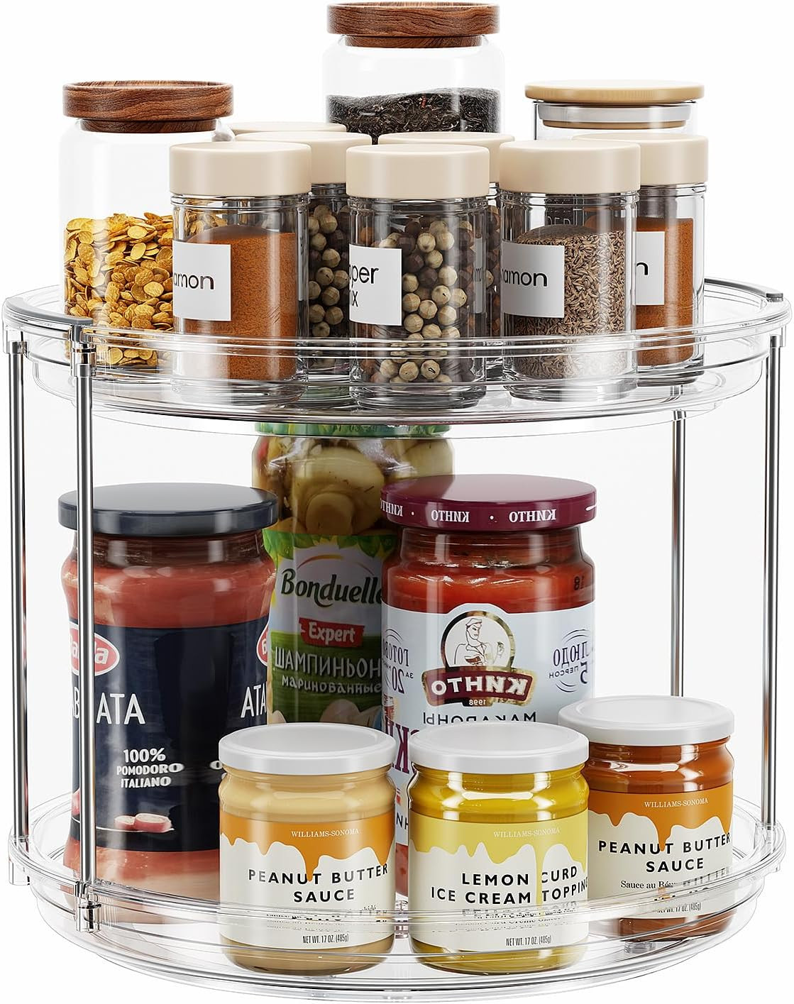 LAMU 2 Tier Lazy Susan Turntable Organizer 9.25'' Rotating Spice Rack Organization for Cabinet, K... | Amazon (US)