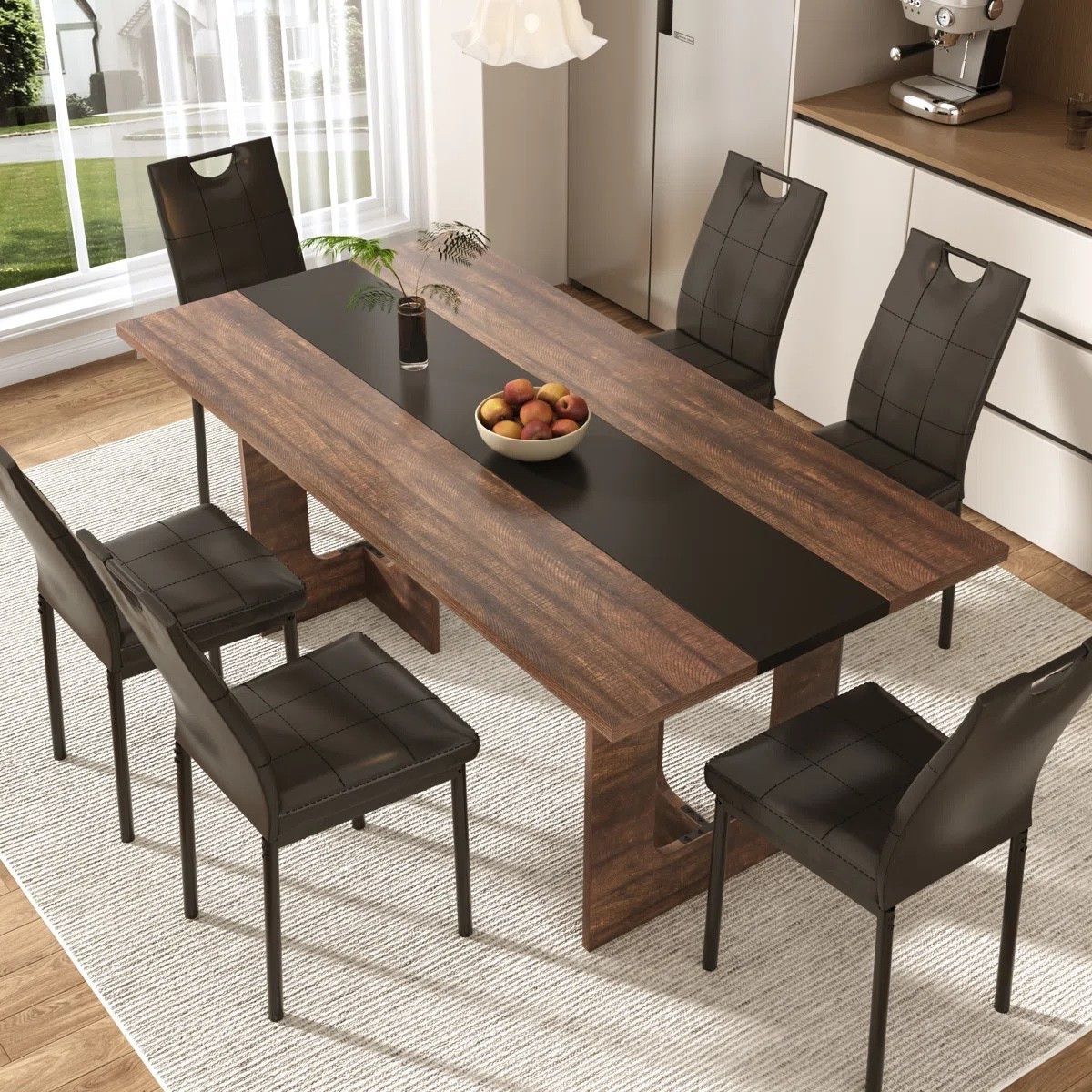 7 Pieces Dining Table & Chairs Set, 71" Rectangle Dining Table With Wooden-Leg, Kitchen Table with 6 Chairs For Dining Room, Living Room, Restarant, Or Canteen

#LTKTall #LTKPlusSize #LTKU