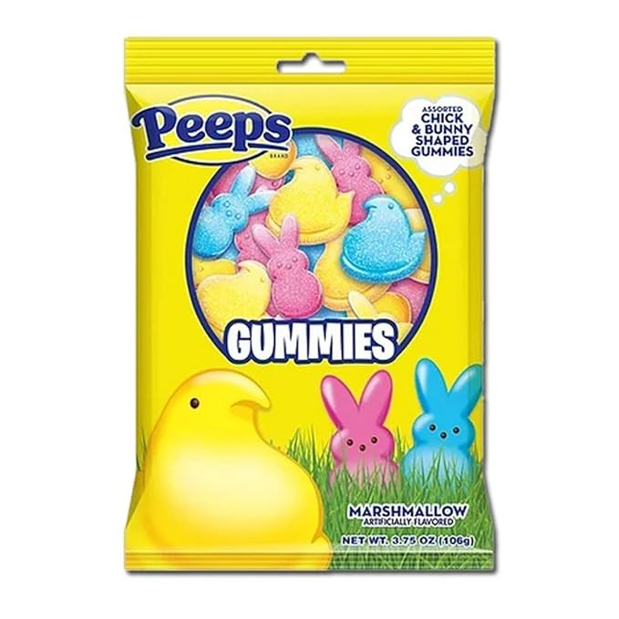 Peeps Gummies Candy 3.75oz Bag Chick and Bunny Shaped Gummies Easter Basket Candy | Amazon (US)