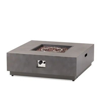 Square 50,000 Iron Fireplace, Modern Design, 38.29"X38.29"X13.48", No Assembly Needed, Stone Gray, Propane Only Fire Pit Pit, , Style Accessory, | Wayfair North America