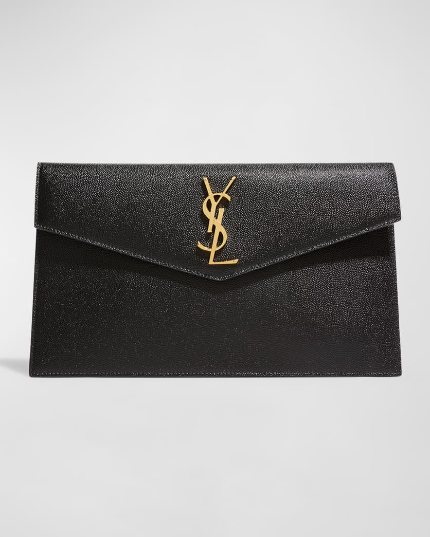 Uptown YSL Pouch in Grained Leather | Neiman Marcus