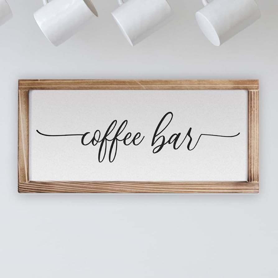 Coffee Bar Sign Decor 8x17 Inch, Coffee Sign Decor, Wooden Kitchen Wall Art | Amazon (US)