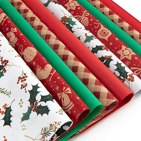 Simetufy Christmas Tissue Paper for Gift Bags, 5 Designs 120 Sheets 14 x 20 Inches Christmas Tiss... | Amazon (US)