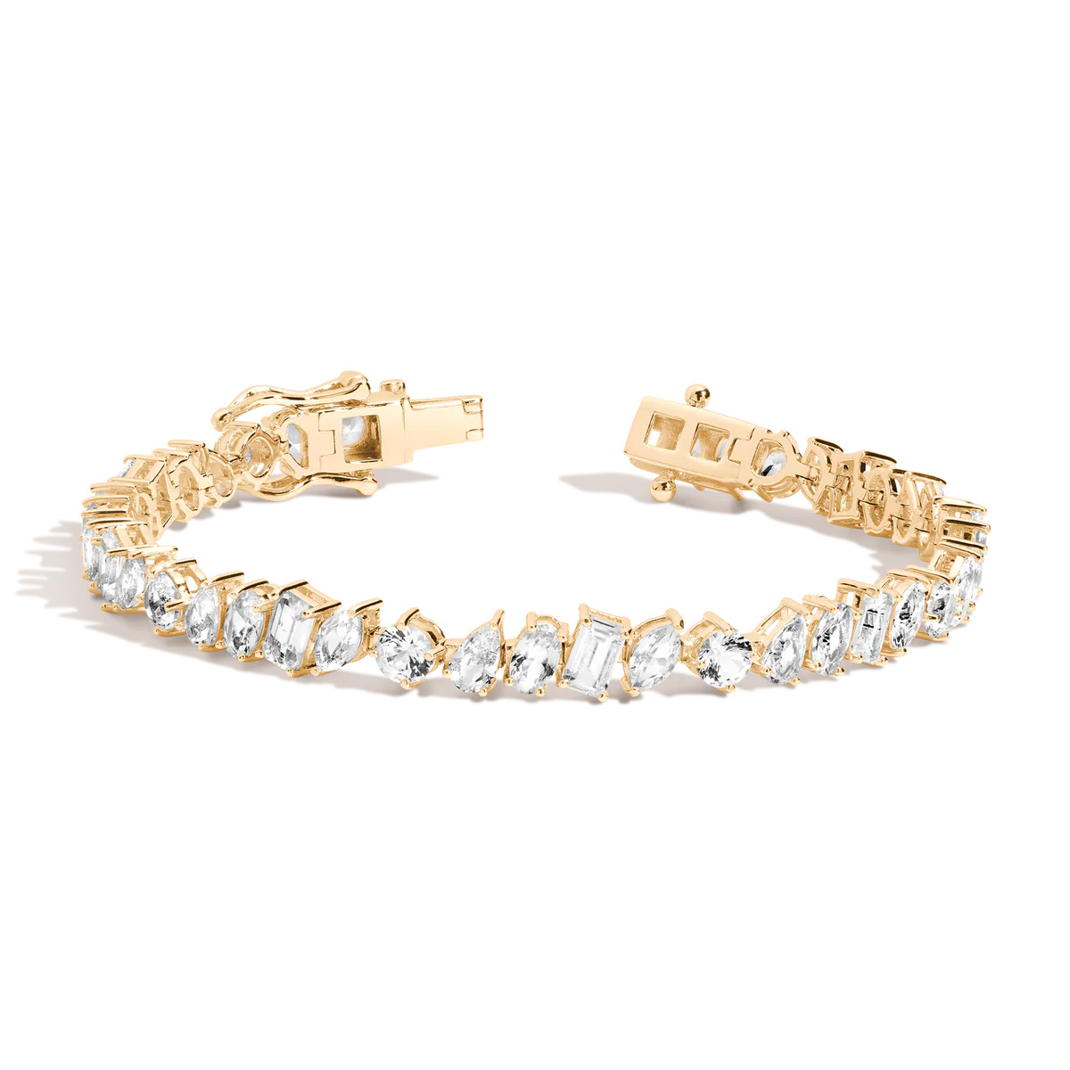 Lab Grown White Sapphire Mixed Shape Tennis Bracelet | AUrate New York