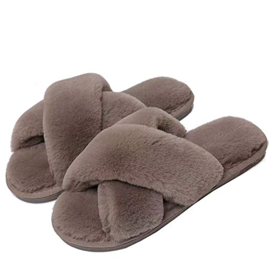 Quanzhou Chenchenchen E-Commerce Co.,Ltd Womens Soft Plush Fuzzy Slippers Open Toe Warm Comfy Ind... | Amazon (CA)