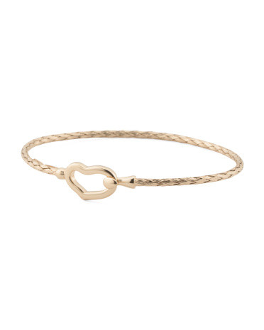 Made In Italy 14kt Gold Plated Heart Closure Bangle Bracelet | TJ Maxx