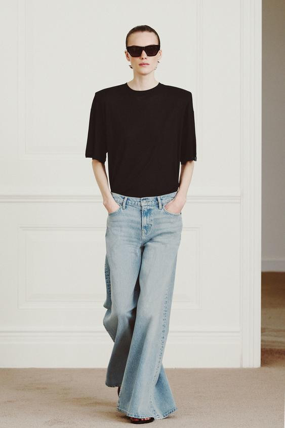 FLOWING T-SHIRT WITH SHOULDER PADS | Zara UK