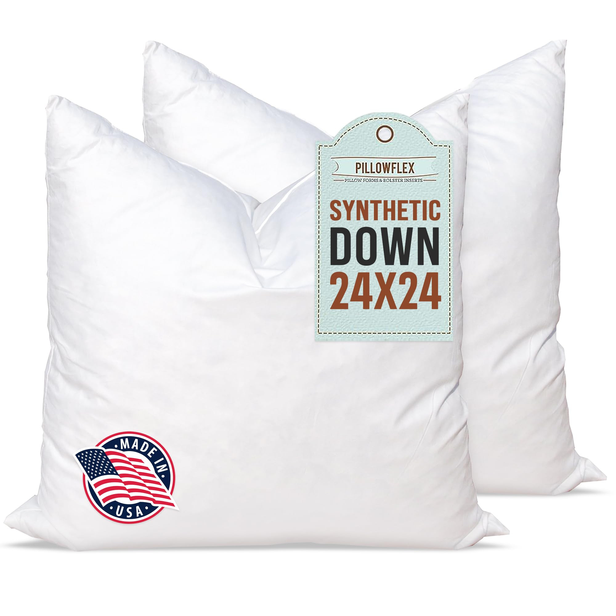Pillowflex Synthetic Down Alternative Pillow Inserts for Shams - Comfy Pillows for Sleeping, Perf... | Amazon (US)