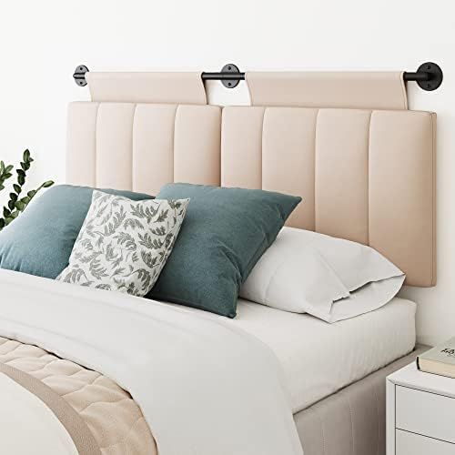 Nathan James Harlow Wall Mount Headboard, Queen, White Cloud/Matte Black | Amazon (US)