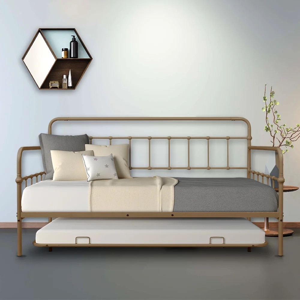Enyopro Twin Daybed and Trundle Set, with 2 Casters, Steel Daybed/Sofa Bed with Included Trundle,... | Walmart (US)
