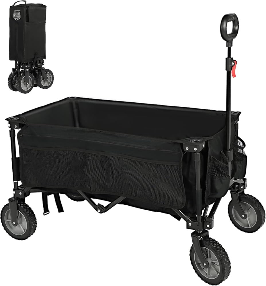 Timber Ridge Collapsible Folding Festival Wagon, Pull Along Trolley on Wheels with Adjustable Han... | Amazon (UK)