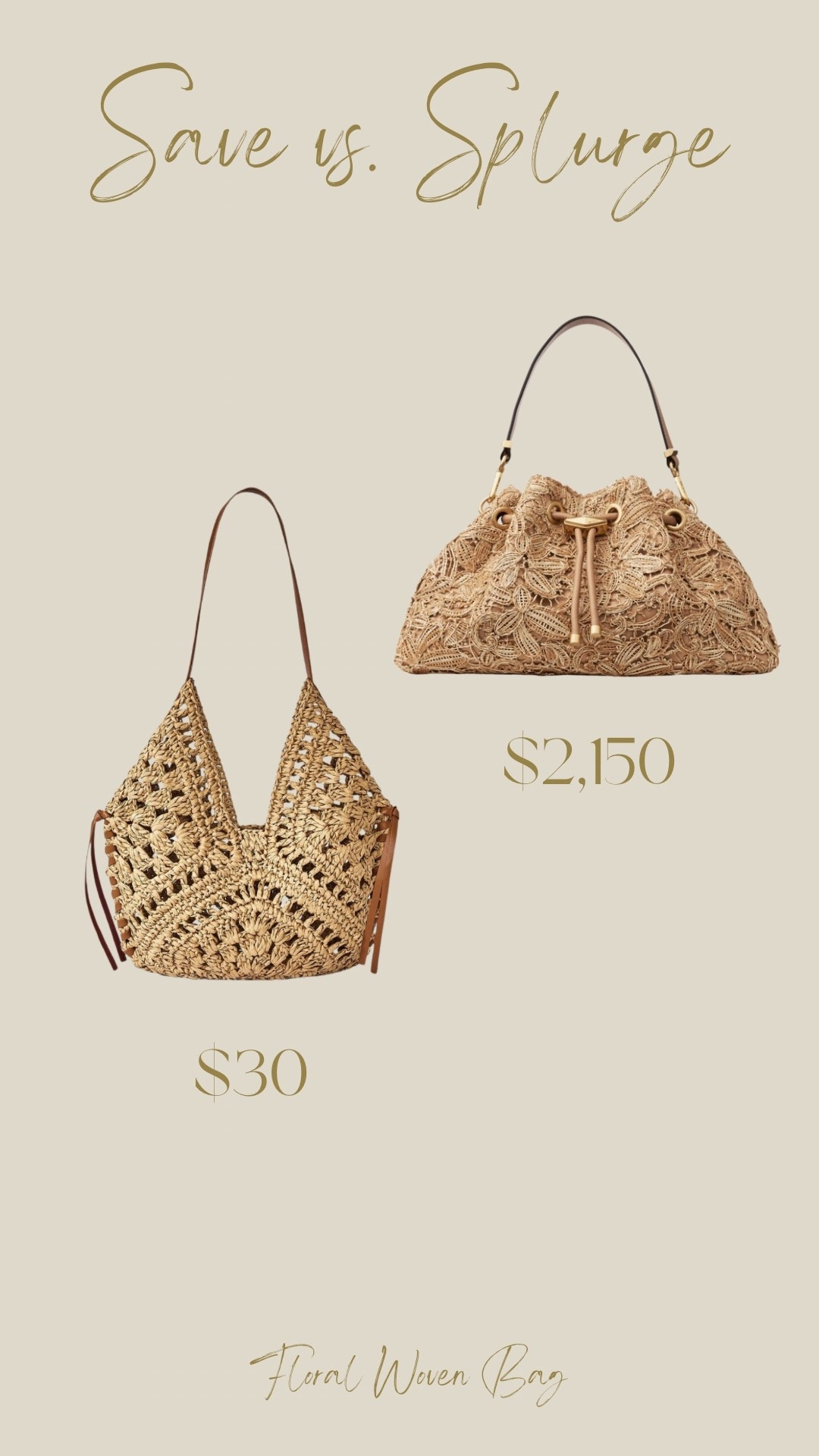 You can purchase this floral woven raffia bag from Jimmy Choo for $2,150 orrr this one from Target for $30.

#LTKSeasonal