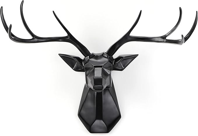 YJ Home Deer Head Wall Decor - 27.5 inch Faux Taxidermy Animal Mount, Geometry Stag Head Wall Dec... | Amazon (US)